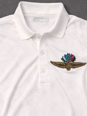 Nike Golf Indianapolis Motor Speedway Polo XL White Dri-Fit Indy 500 NWT